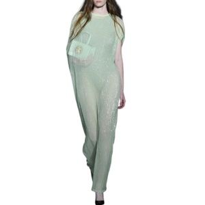 Puppets And Puppets Sheer Sequin Sleeveless Dress Size Small Green